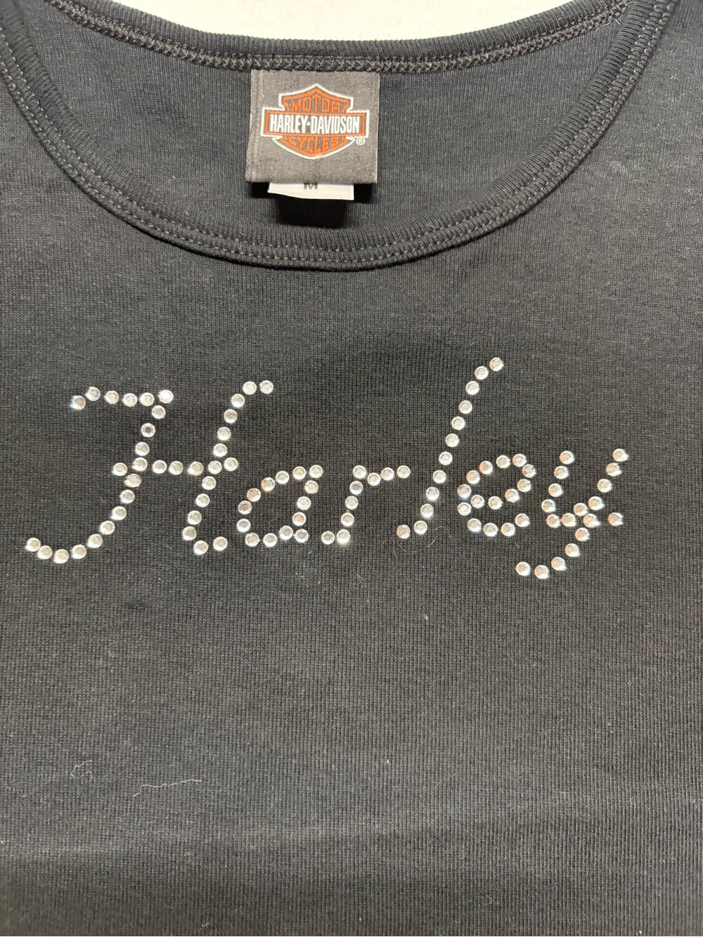 Harley-Davidson Black Rhinestone Logo Studded Tank 2007 hd - Picture 3 of 9